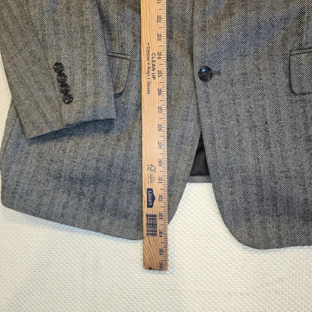 Botany 500 Mens Grey Herringbone‎ Lambswool Blazer Sport Coat 44 Long 44L